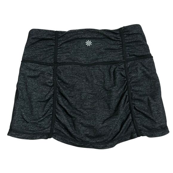 Athleta Hatha Yoga Ruched Mini Skort Size XS Charcoal Heathered Gray Skirt Gym - Picture 4 of 5